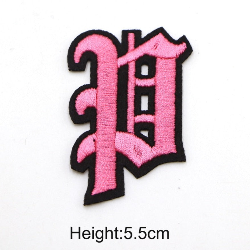 Gothic Font 'Letter P | Pink' Embroidered Patch