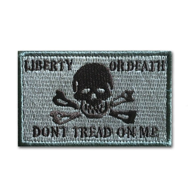 Skull 'Liberty Or Death | Don't Tread On Me' Embroidered Velcro Patch