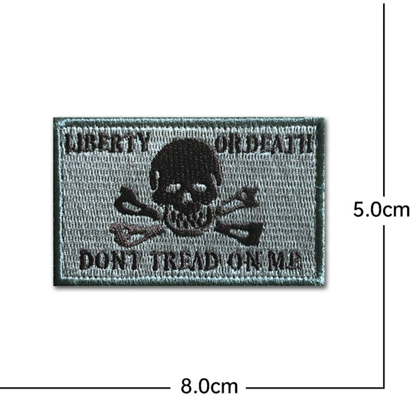 Skull 'Liberty Or Death | Don't Tread On Me' Embroidered Velcro Patch