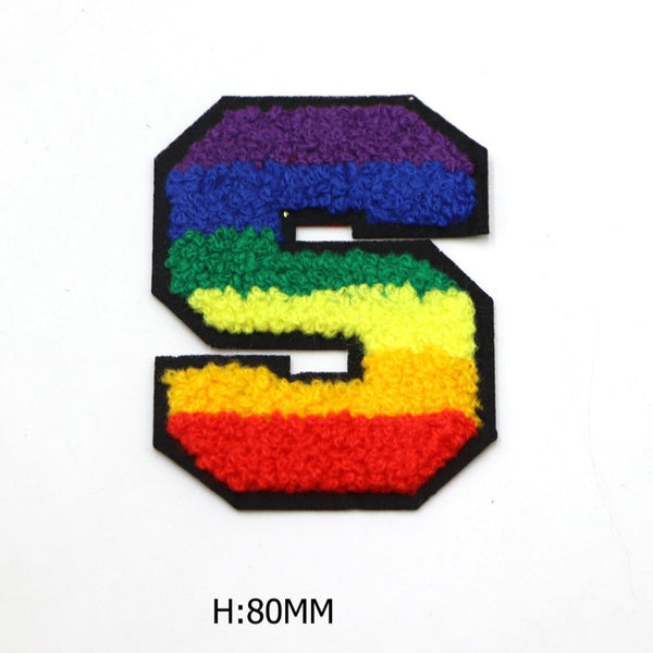 Rainbow Chenille 'Letter S' Embroidered Patch