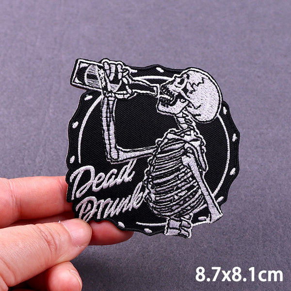 Skeleton 'Dead Drunk' Embroidered Patch