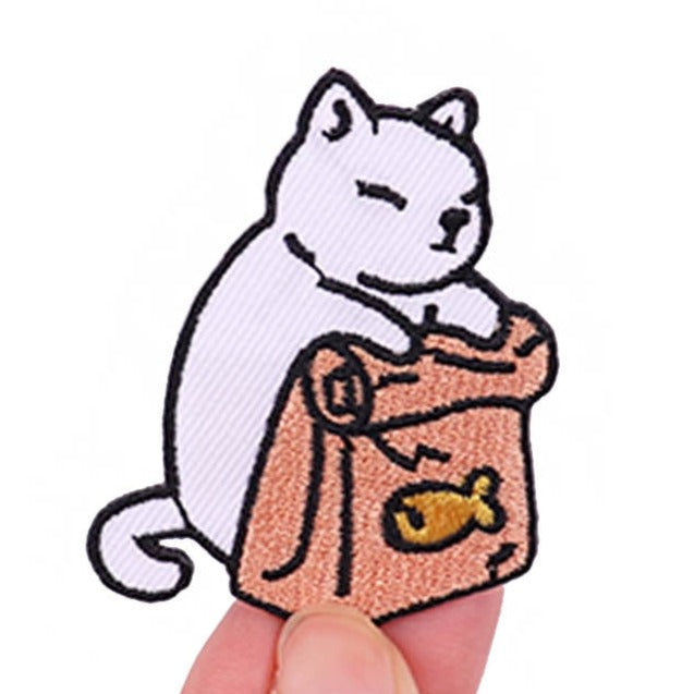 Cat 'Dried Fish Bag | 1.0' Embroidered Velcro Patch