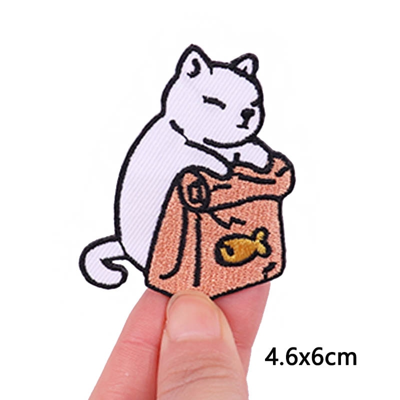 Cat 'Dried Fish Bag | 1.0' Embroidered Velcro Patch