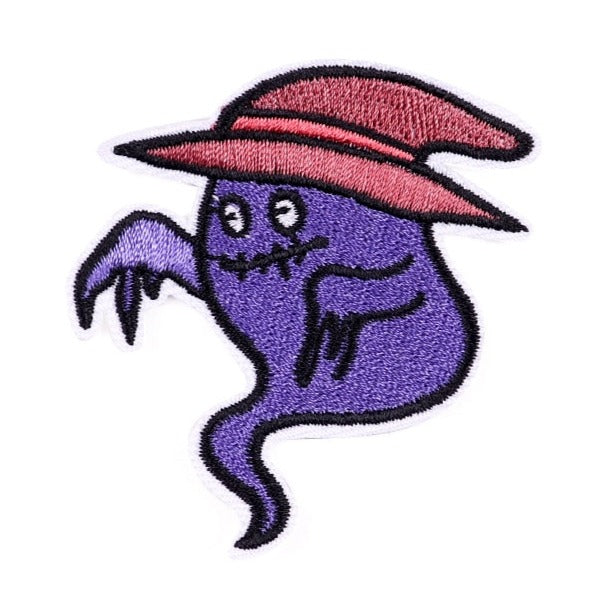 Halloween 'Ghost With Hat | Serious' Embroidered Patch