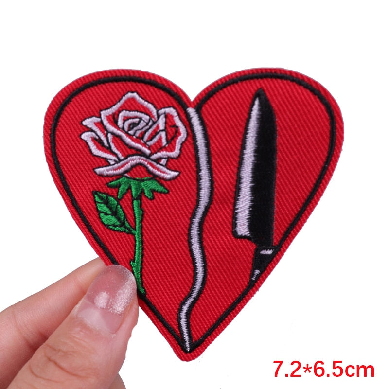 Broken Heart 'Rose And Knife' Embroidered Patch