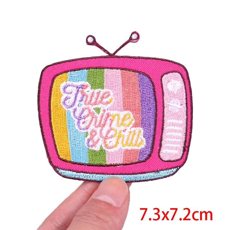Cute 'Colorful TV | True Crime And Chill' Embroidered Patch