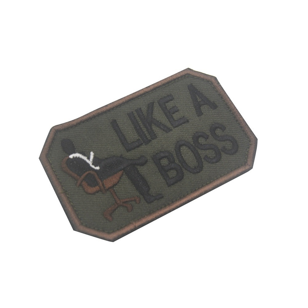 Like A Boss 'Man Sitting On Chair' Embroidered Velcro Patch