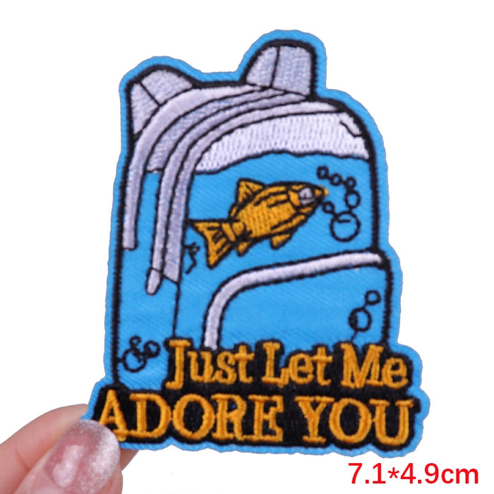 Fish Backpack 'Just Let Me Adore You' Embroidered Patch