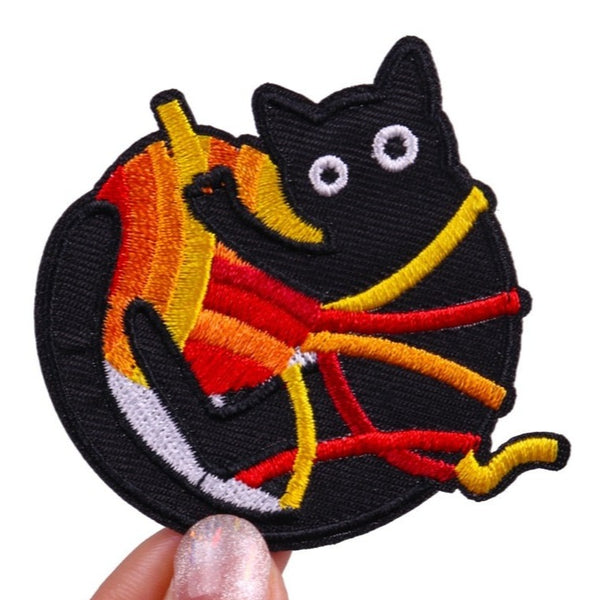 Black Cat 'Tangled In Yarn' Embroidered Patch