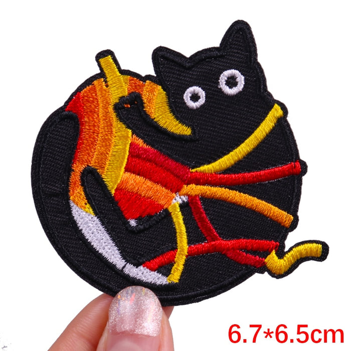 Black Cat 'Tangled In Yarn' Embroidered Patch