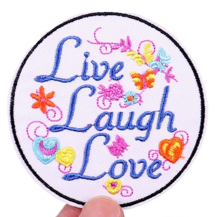 Quote 'Live Laugh Love' Embroidered Patch