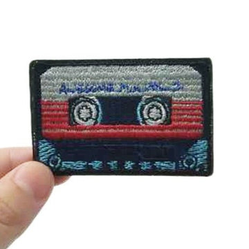 Cassette Tape 'Red Stripes' Embroidered Patch
