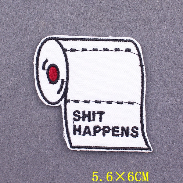 Funny 'Sh*t Happens | Toilet Paper Rolls' Embroidered Patch