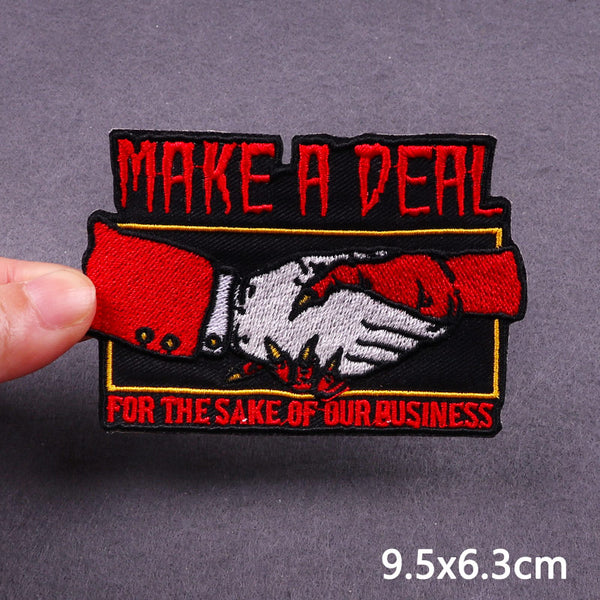 Hand Shake 'Make A Deal For The Sake Of Our Business' Embroidered Patch