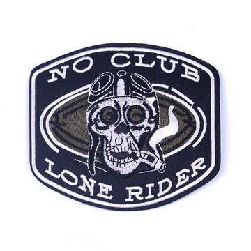 No Club Lone Rider 'Biker Skull | Smoking' Embroidered Patch