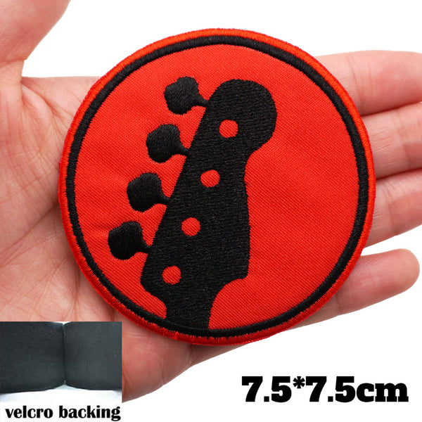 Guitar Headstock 'Four Tuning Pegs' Embroidered Velcro Patch