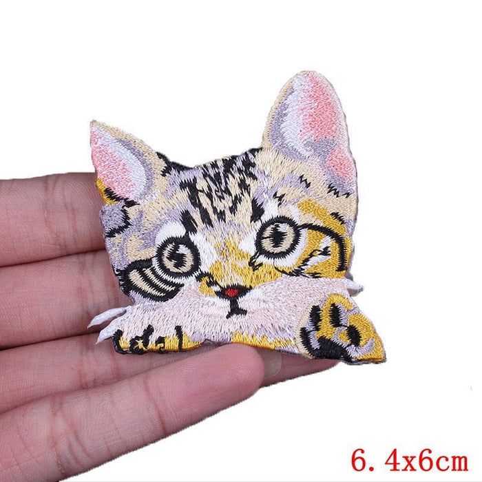Cute Cat 'Worried Face' Embroidered Velcro Patch