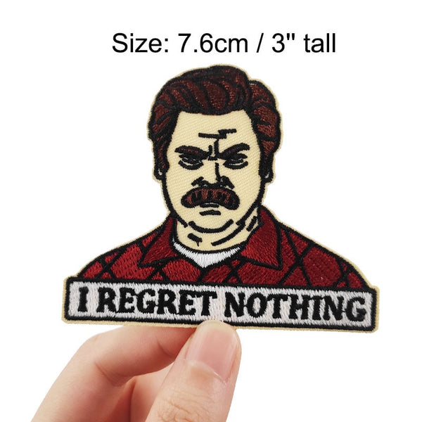 Parks and Recreation 'Ron Swanson | I Regret Nothing' Embroidered Velcro Patch