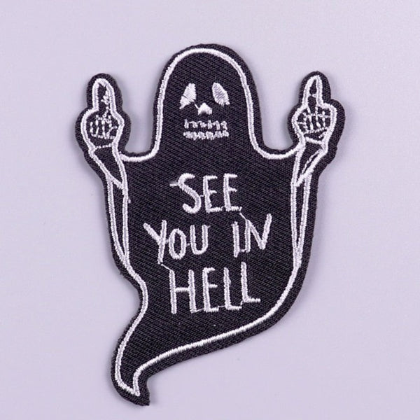 Black Ghost 'See You In H*** | F**k U' Embroidered Velcro Patch