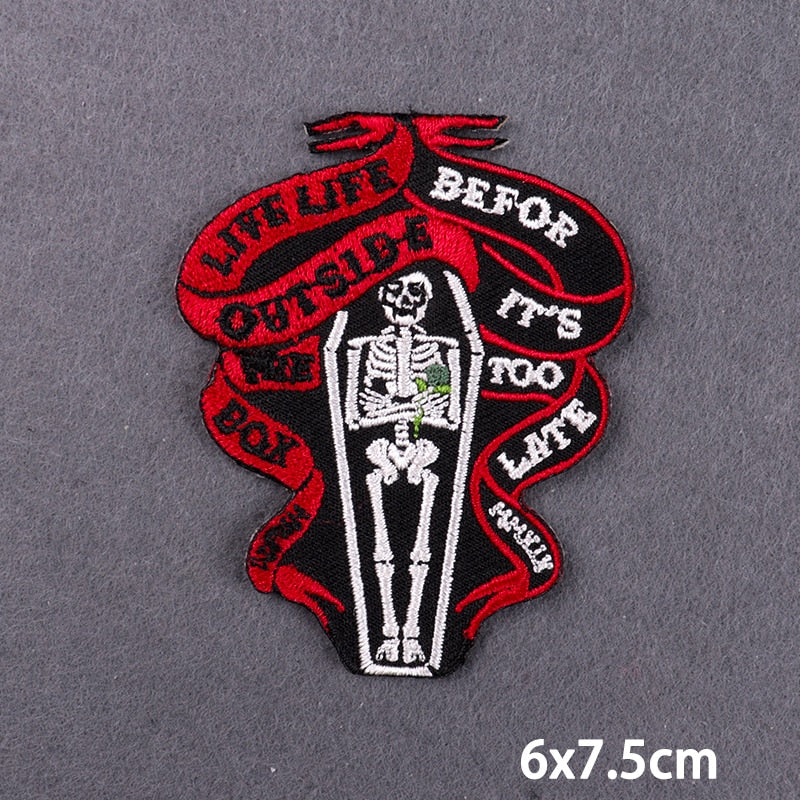 Skeleton 'Live Life Outside The Box' Embroidered Patch