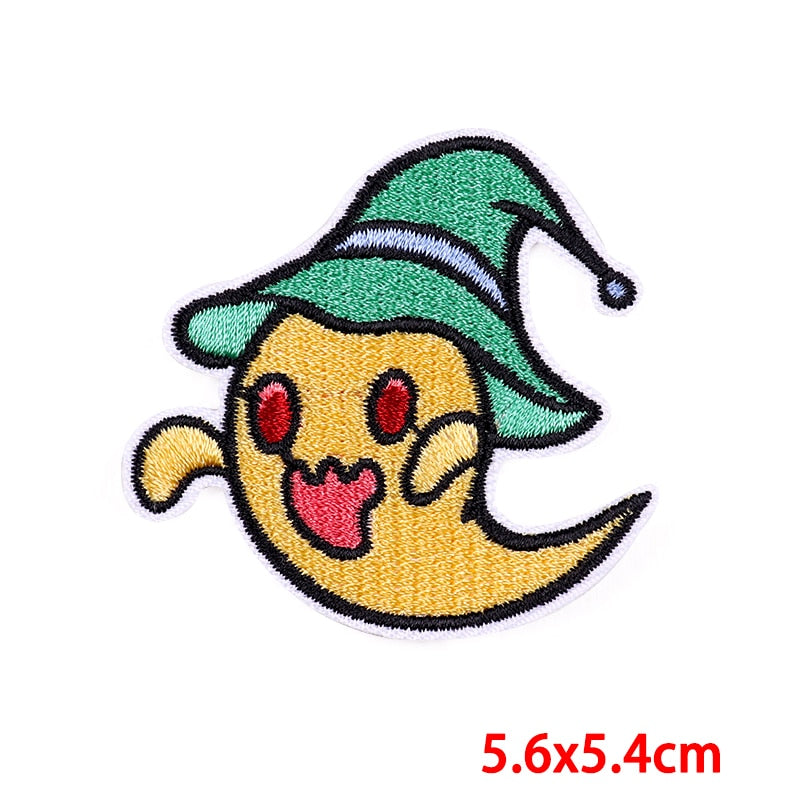 Halloween 'Yellow Ghost | Hat' Embroidered Patch