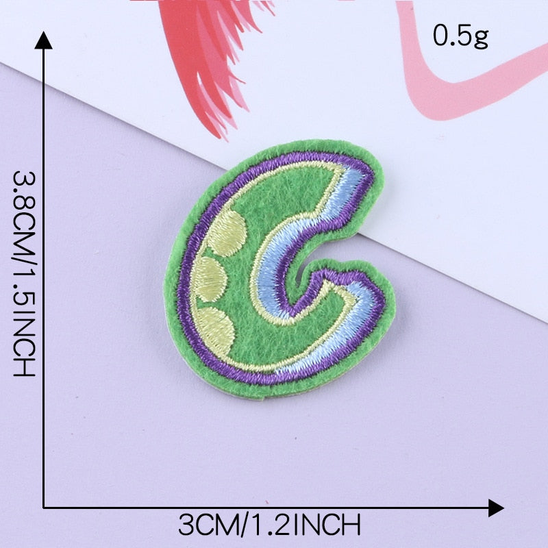 Cute Letter C 'Colorful' Embroidered Patch
