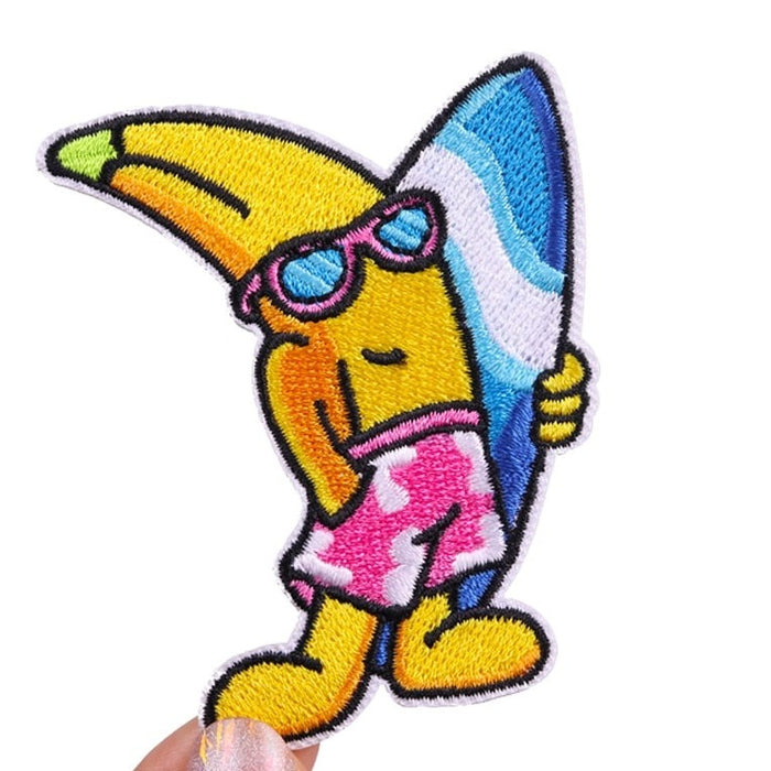 Cute 'Banana | Holding A Surfboard' Embroidered Patch