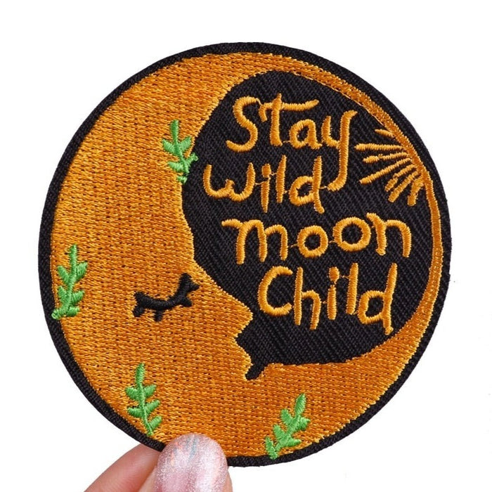 Stay Wild Moon Child 'Sleeping Moon' Embroidered Patch