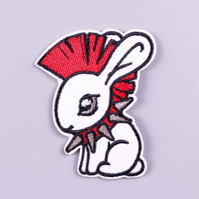 Cute 'Punk Bunny' Embroidered Velcro Patch
