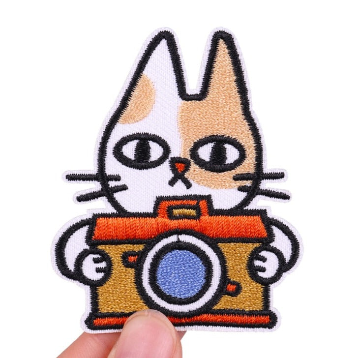 Cute Cat 'Holding Camera' Embroidered Patch