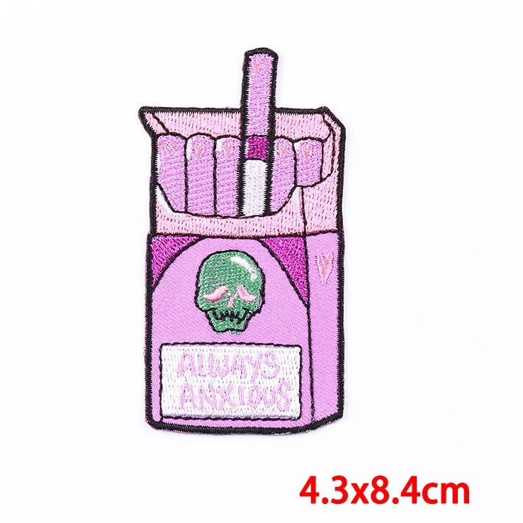 Skull 'Purple Cigarette | Always Anxious' Embroidered Patch
