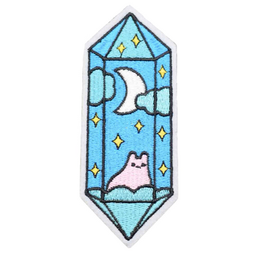 Cute 'Cat In Crystal | Moon And Stars' Embroidered Patch