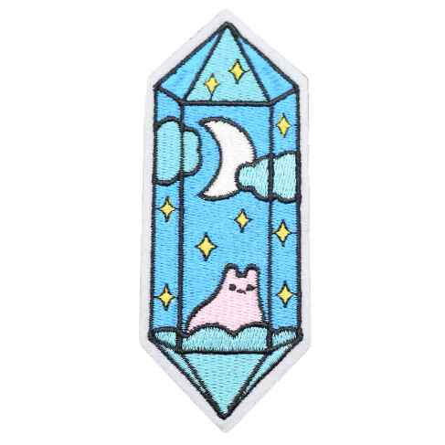 Cute 'Cat In Crystal | Moon And Stars' Embroidered Patch