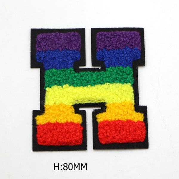 Rainbow Chenille 'Letter H' Embroidered Patch