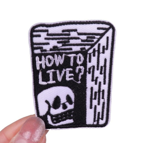 Halloween 'Grinning Skull | How To Live?' Embroidered Patch