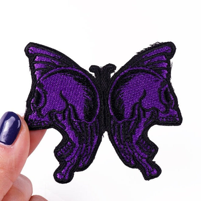 Cool 'Purple Butterfly | Skull Wings' Embroidered Patch