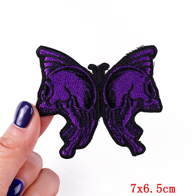 Cool 'Purple Butterfly | Skull Wings' Embroidered Patch