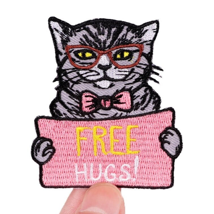 Cute Cat 'Free Hugs!' Embroidered Patch