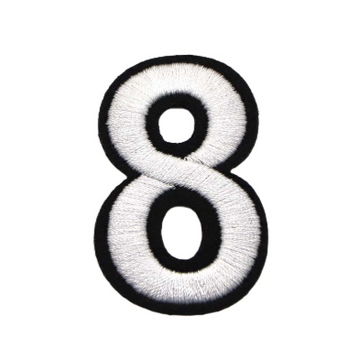 Black and White Number 'Eight' Embroidered Patch