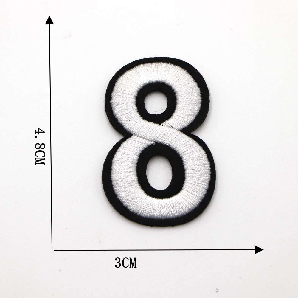 Black and White Number 'Eight' Embroidered Patch