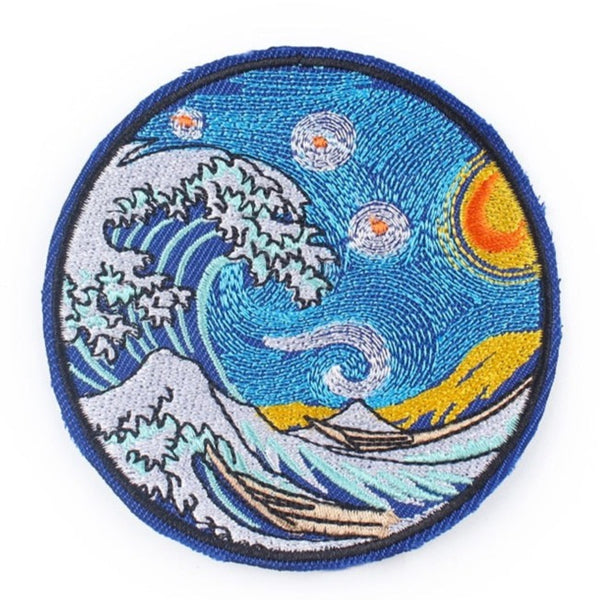 'The Great Wave off Kanagawa | Starry Night' Embroidered Patch