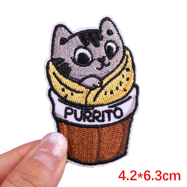 Cute 'Purrito Cat' Embroidered Patch