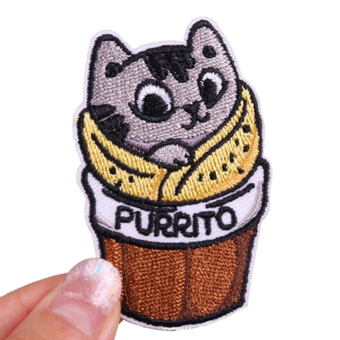 Cute 'Purrito Cat' Embroidered Patch