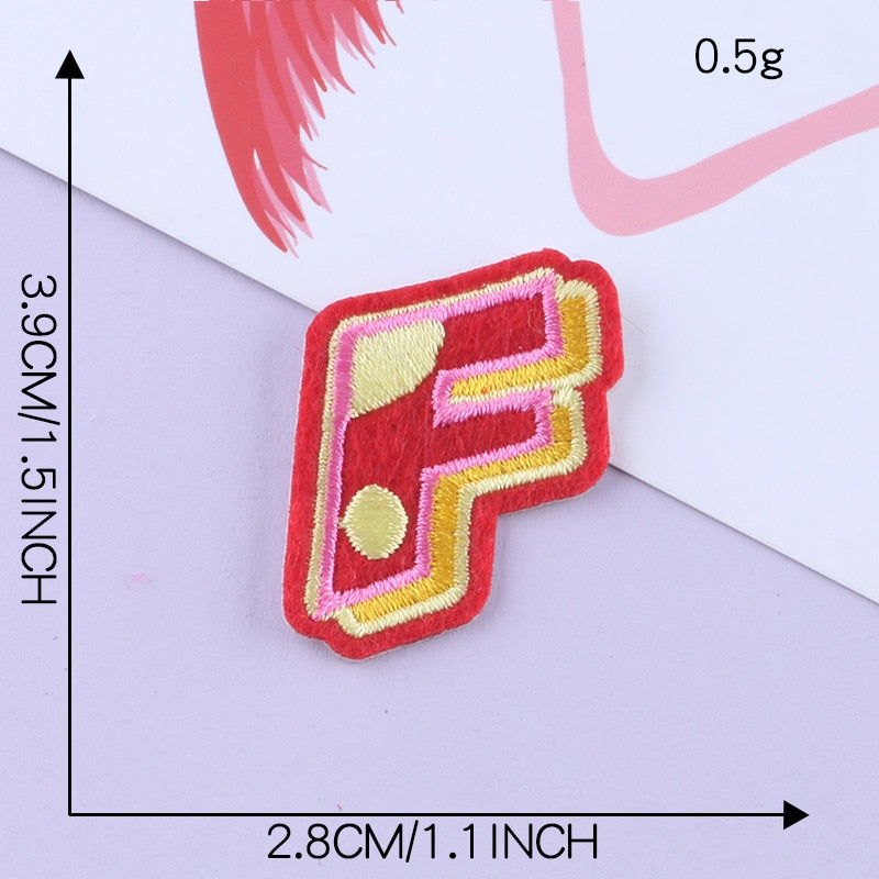 Cute Letter F 'Colorful' Embroidered Patch