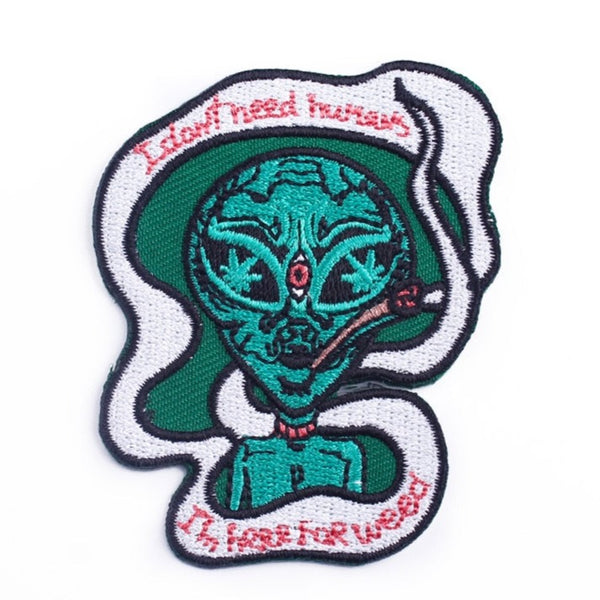 Alien 'I'm Here For W*ed | Smoking' Embroidered Patch