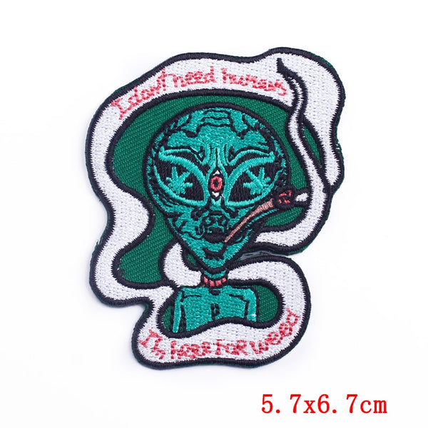 Alien 'I'm Here For W*ed | Smoking' Embroidered Patch