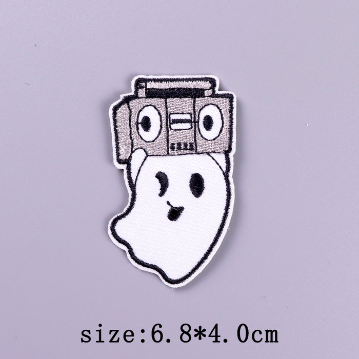 Cute 'Ghost Boo | Stereo Cassette Player' Embroidered Patch