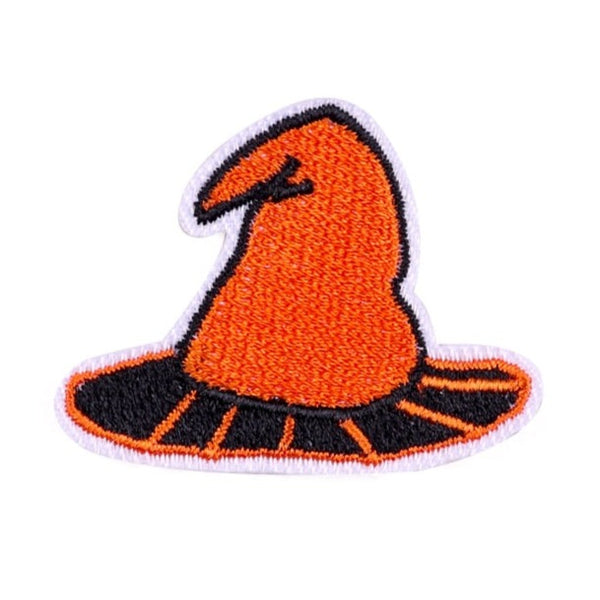 Halloween 'Orange Wizard Hat' Embroidered Patch