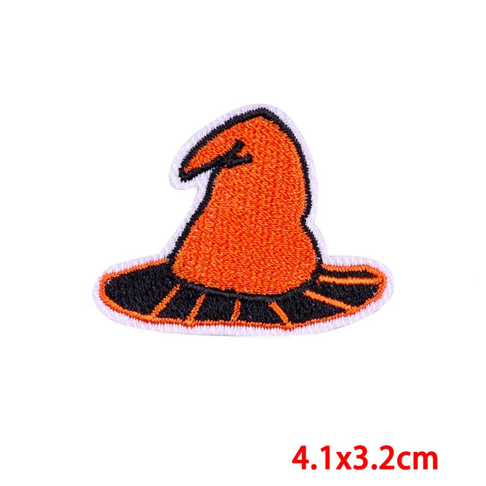Halloween 'Orange Wizard Hat' Embroidered Patch