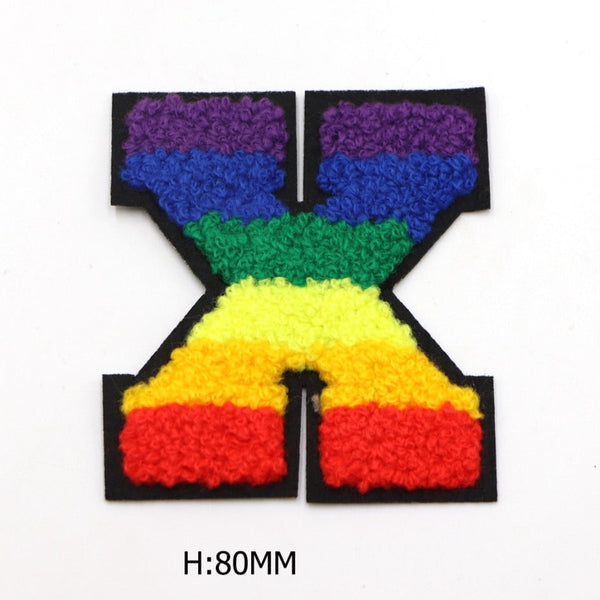 Rainbow Chenille 'Letter X' Embroidered Patch